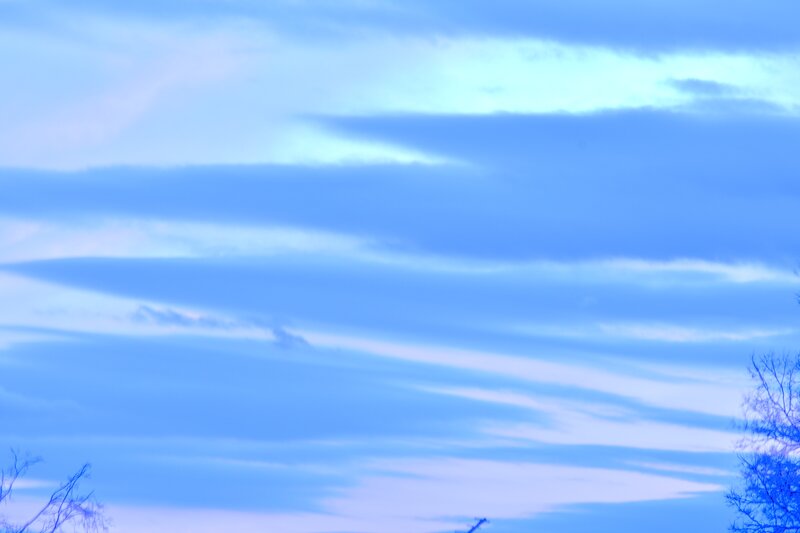 Blue Sky with Clouds — Serene, Morning, Photograph, Trees
