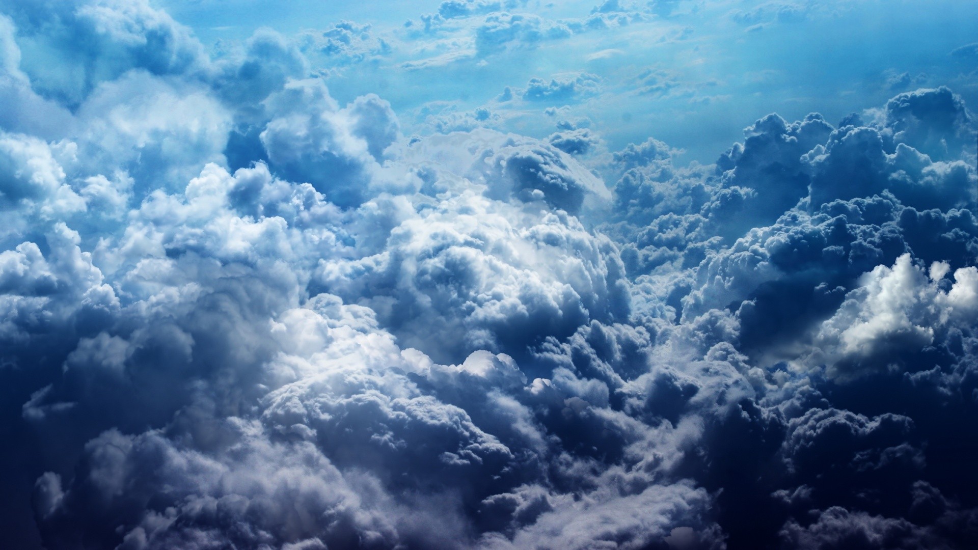 blue sky with fluffy clouds