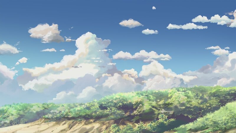 blue sky with fluffy clouds