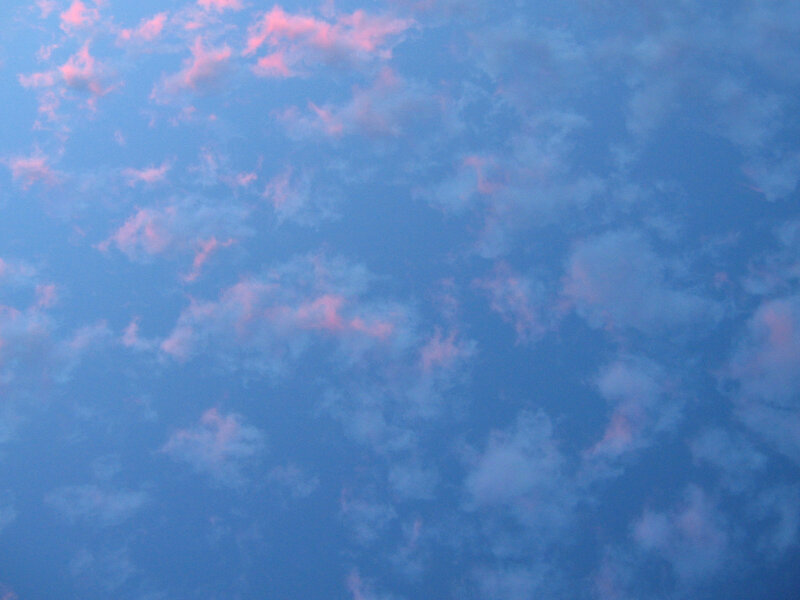 blue sky with pink clouds
