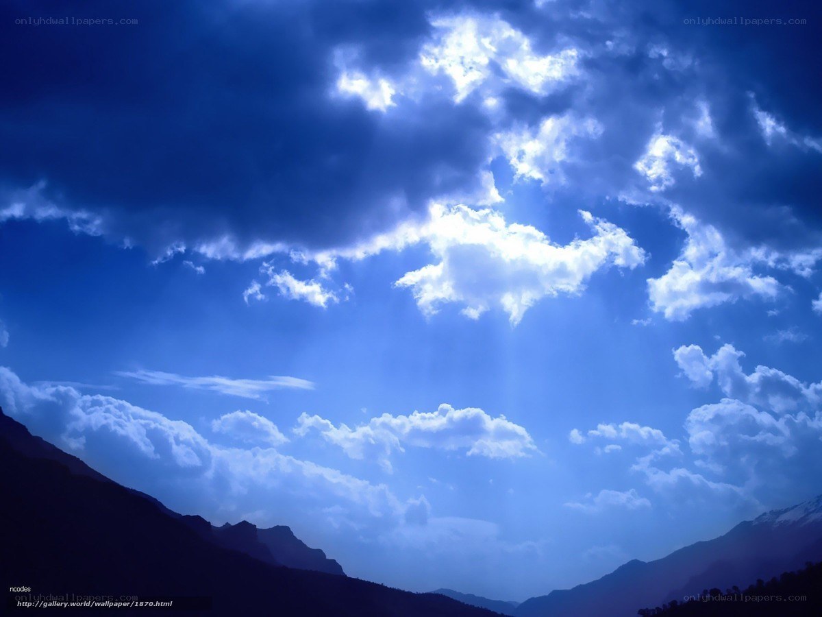 Blue sky with sun rays