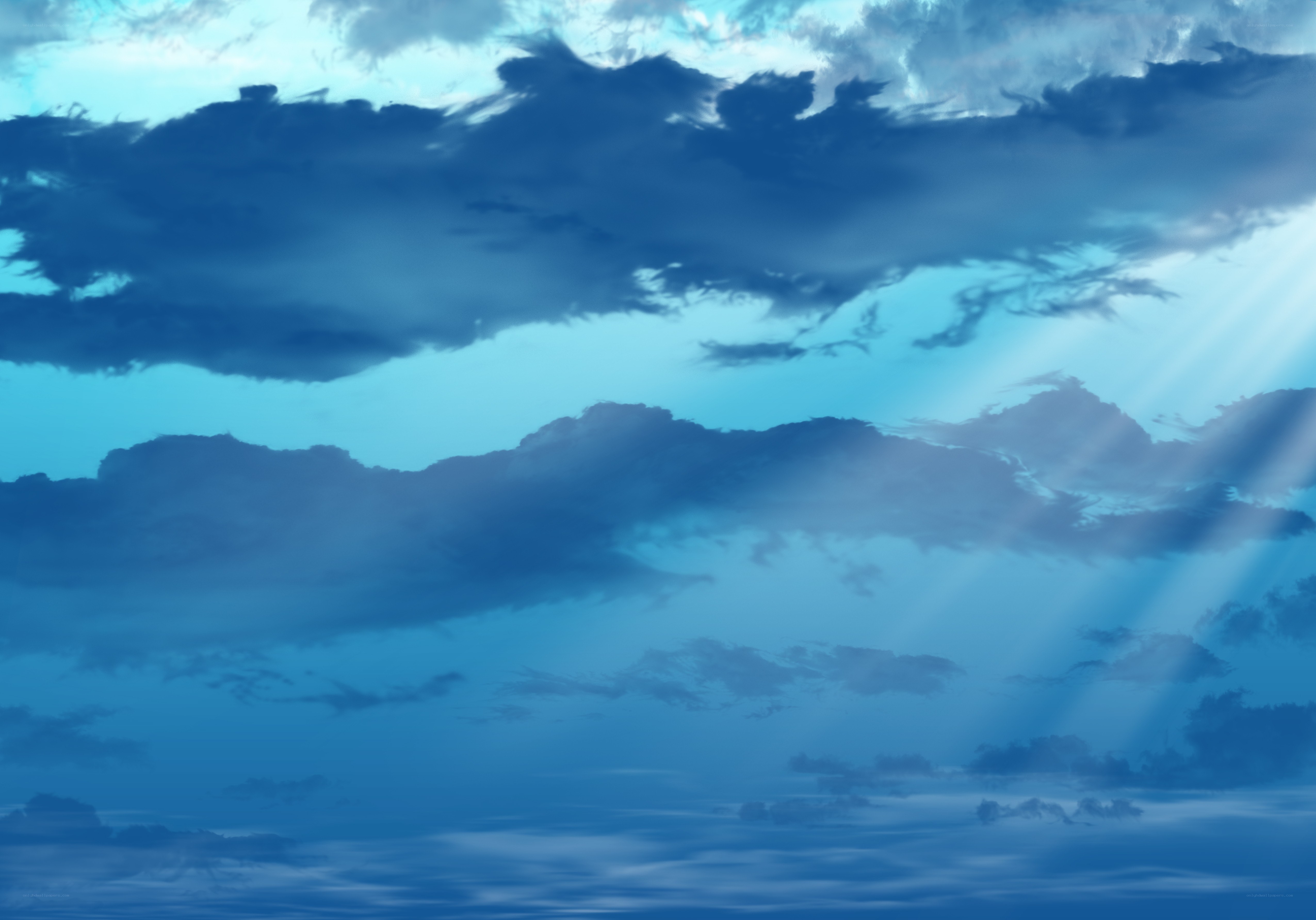 Blue sky with sunbeams