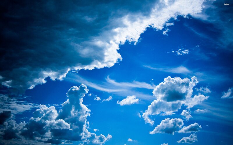 Blue Sky with White Clouds — Dramatic, Afternoon, Photograph