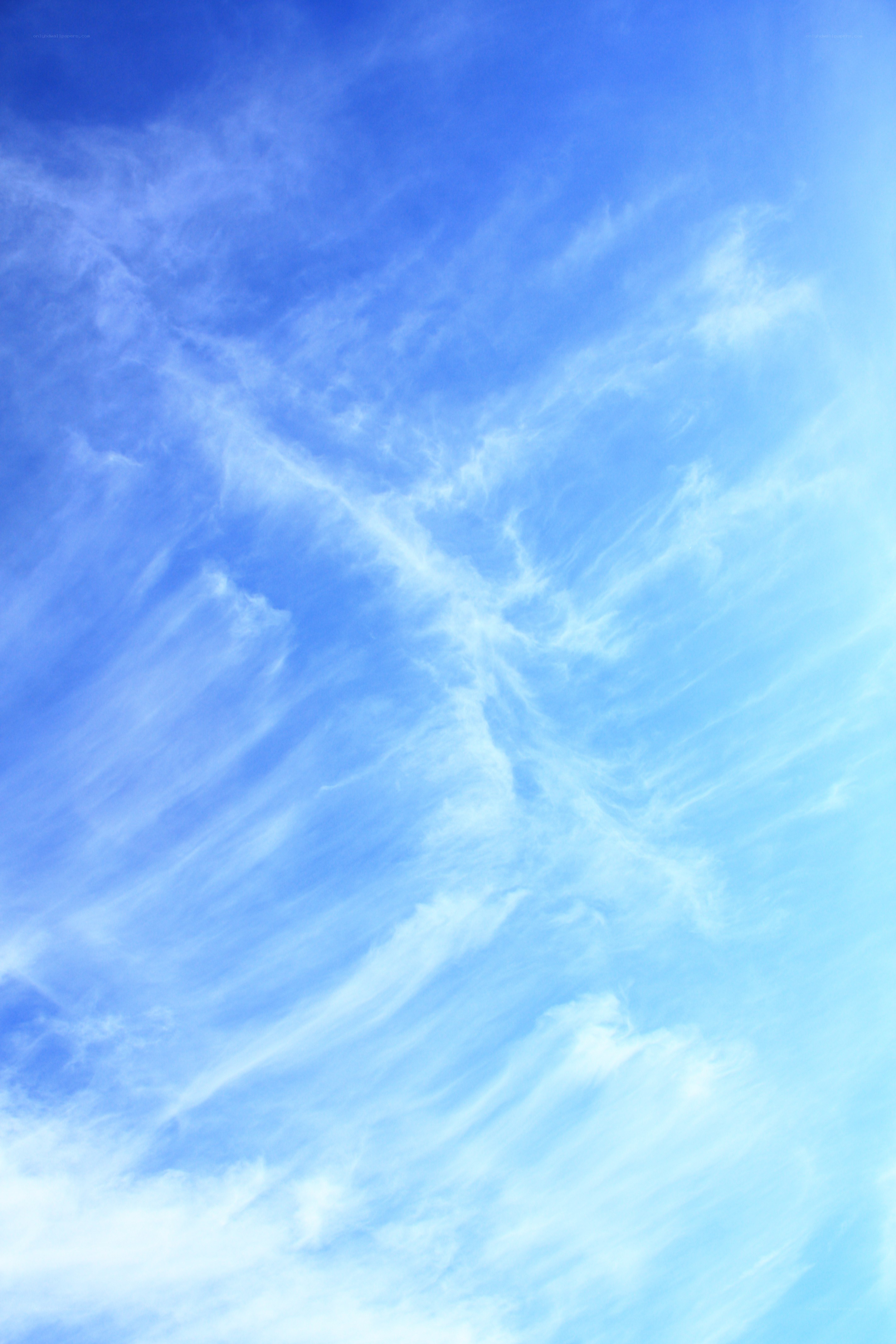 Blue sky with wispy clouds