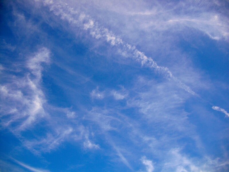 blue sky with wispy clouds