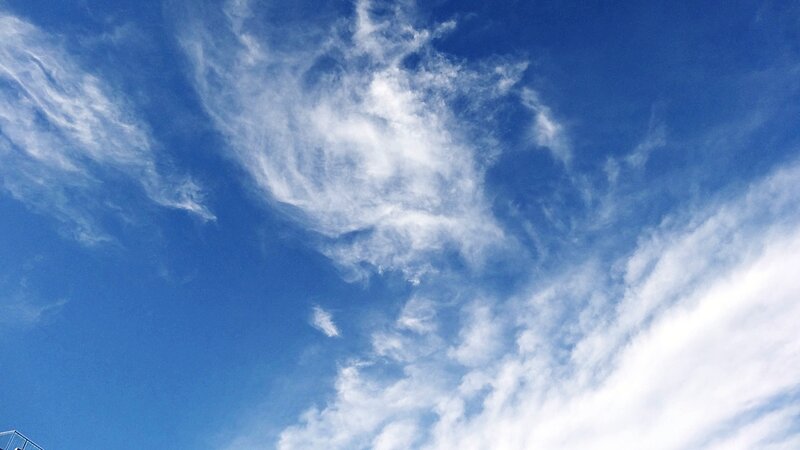 blue sky with wispy clouds