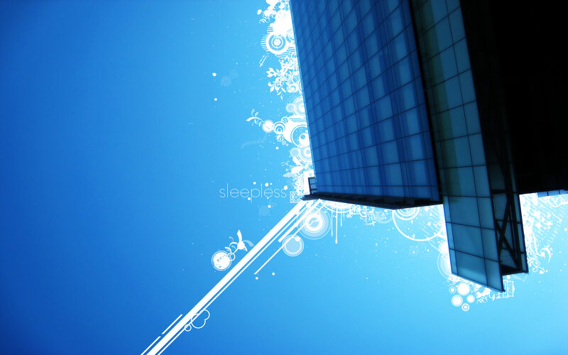 blue skyscraper with floral design