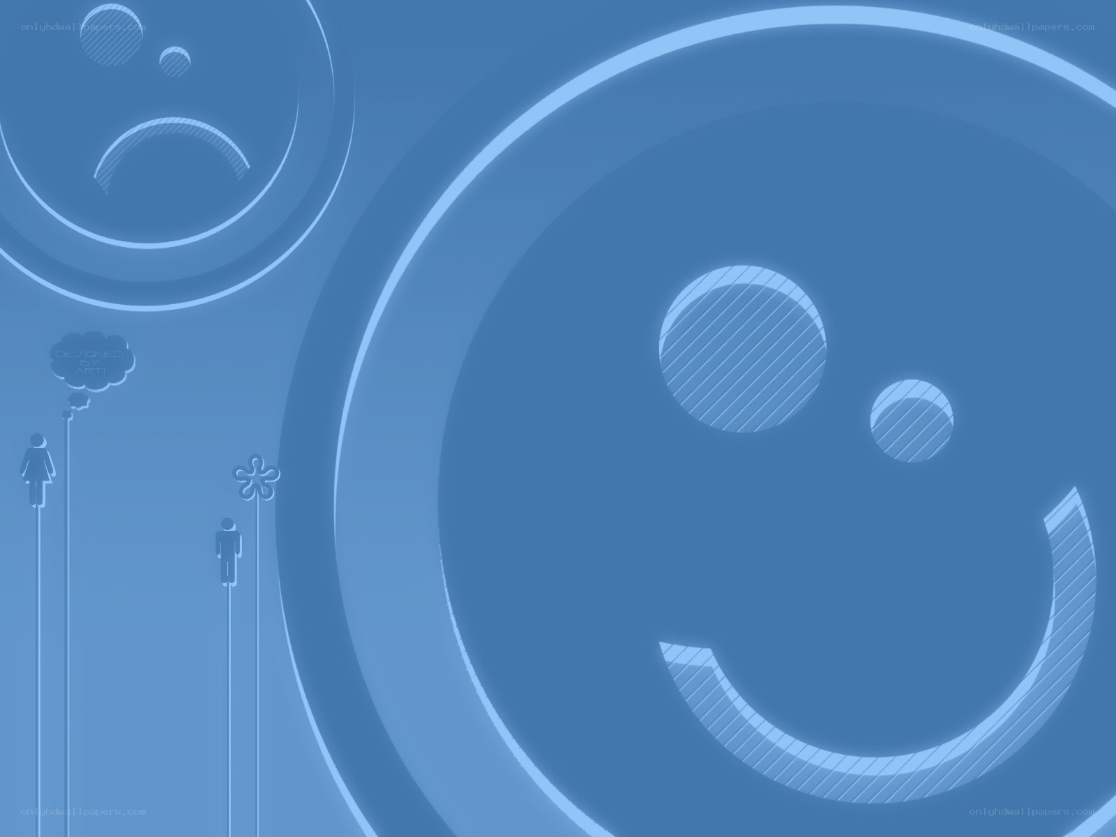 Blue smiley face design