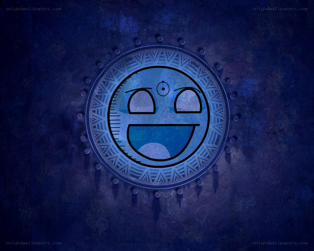 blue smiley face emblem