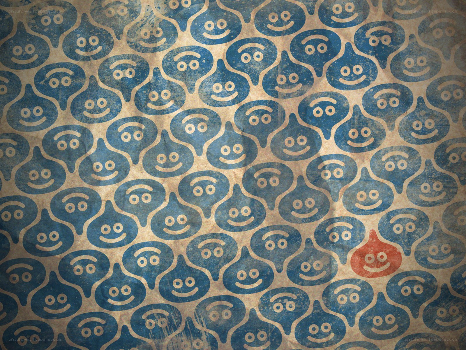 blue smiley pattern with one red