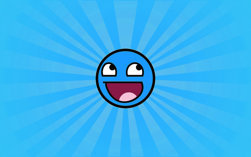 blue smiling face on blue background