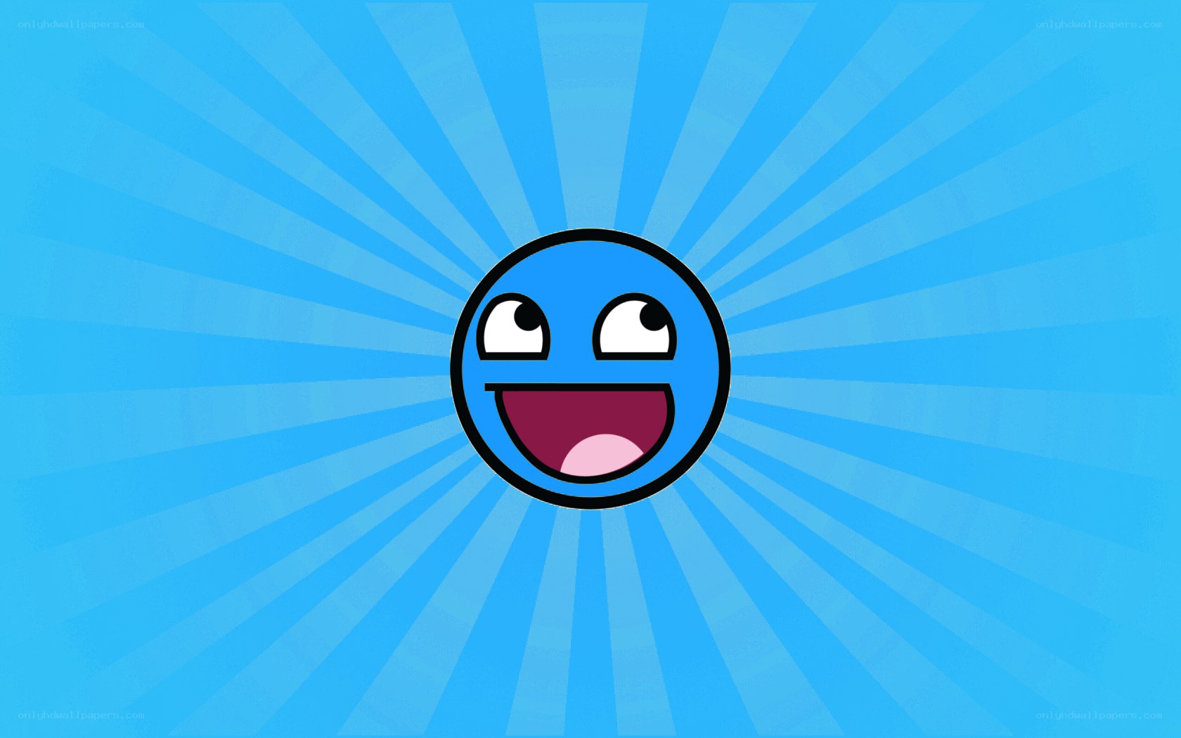 blue smiling face on blue background