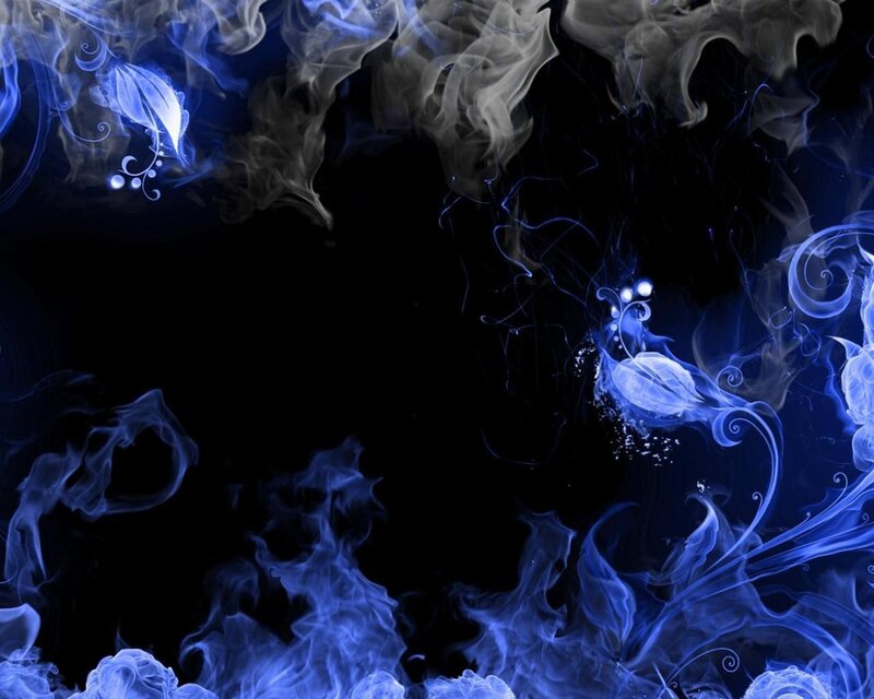 Blue smoke and floral swirls