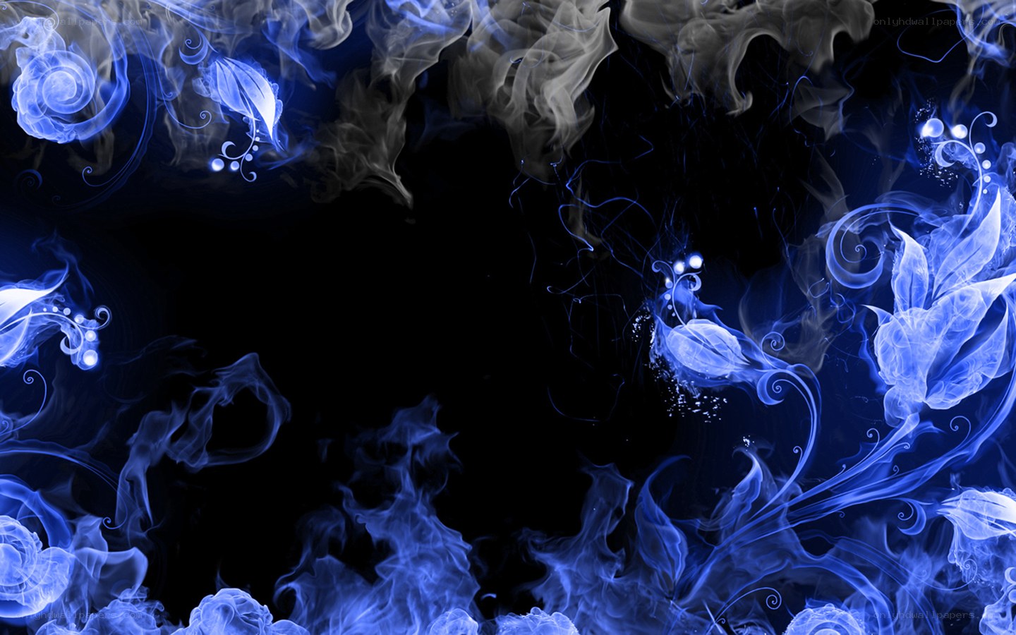 blue smoke floral design