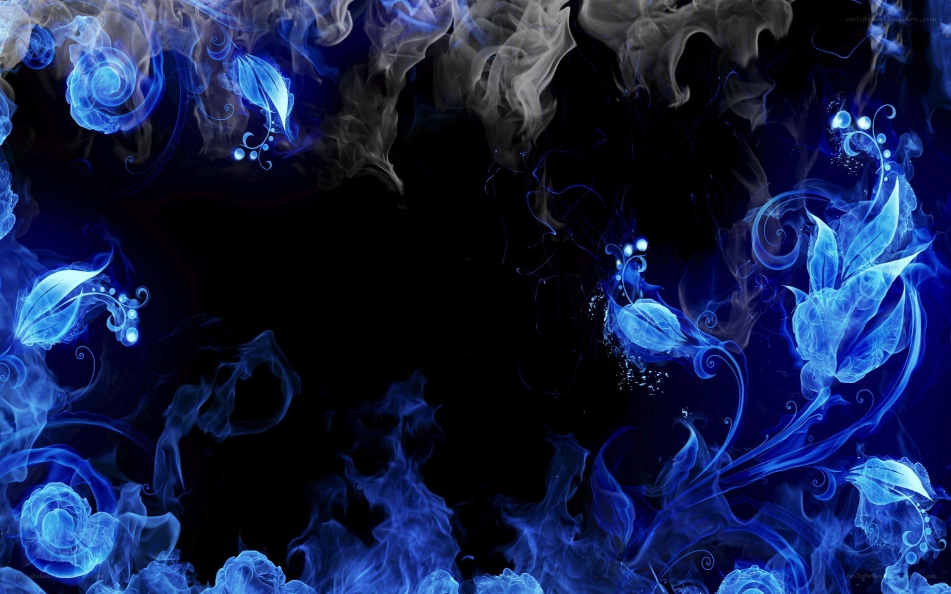 blue smoke floral design