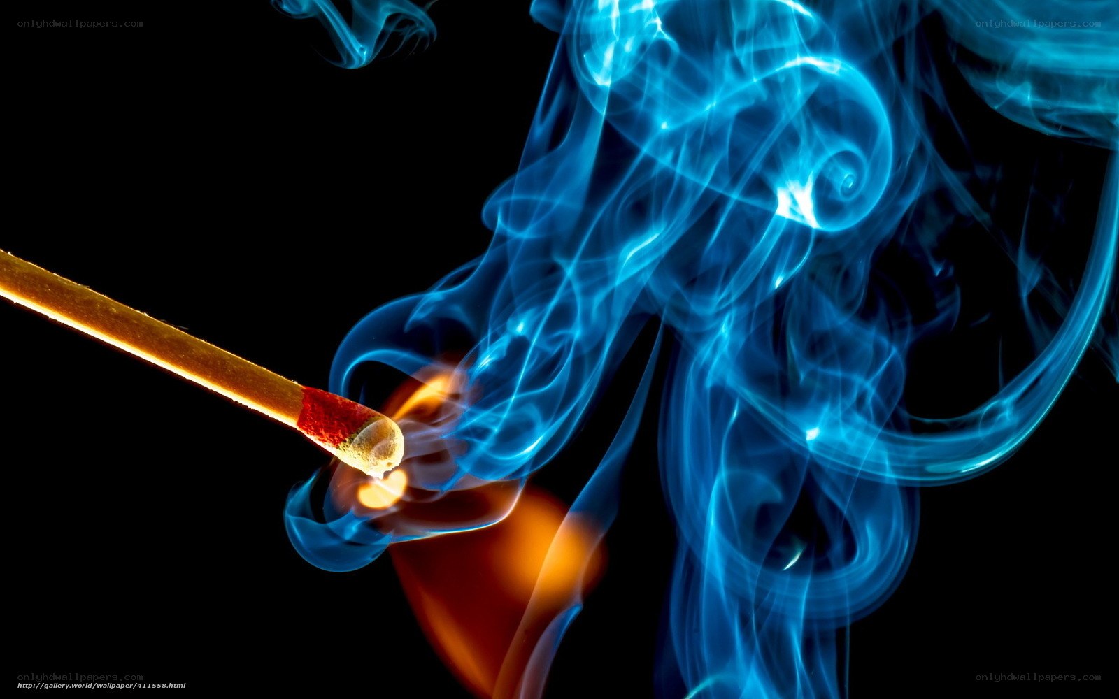 Blue smoke from a match