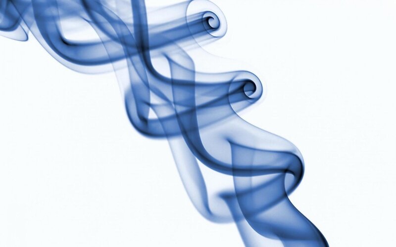 Blue Smoke Swirl — Serene, Abstract, White Background