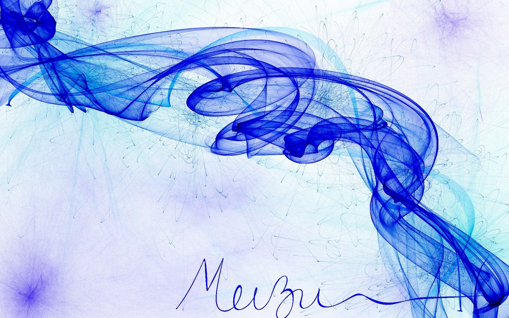 Blue smoke swirls on light background