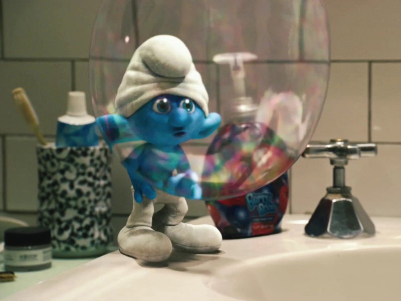 Blue Smurf in Bathroom