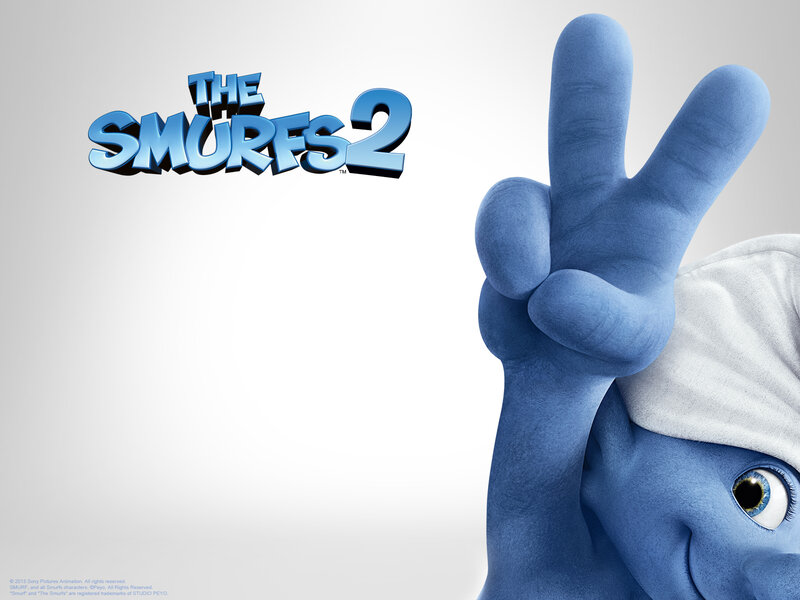 Blue Smurf Making Peace Sign