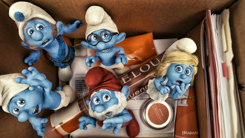 Blue Smurfs in Box