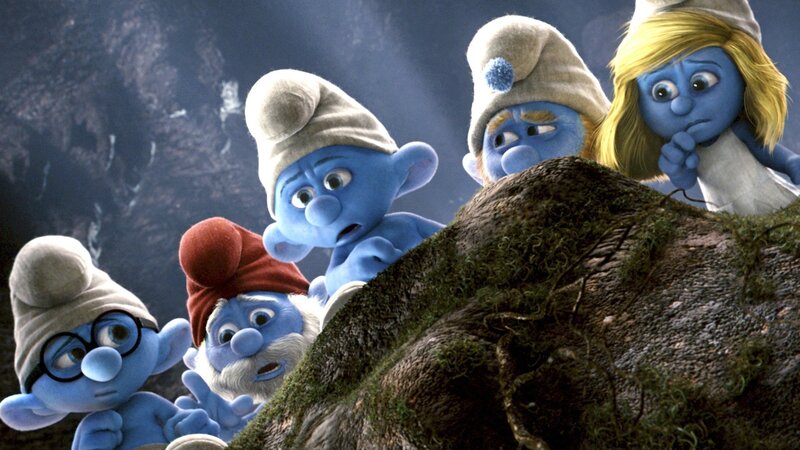 Blue Smurfs on Rock — Dramatic