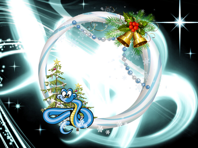 Blue Snake with Christmas Tree