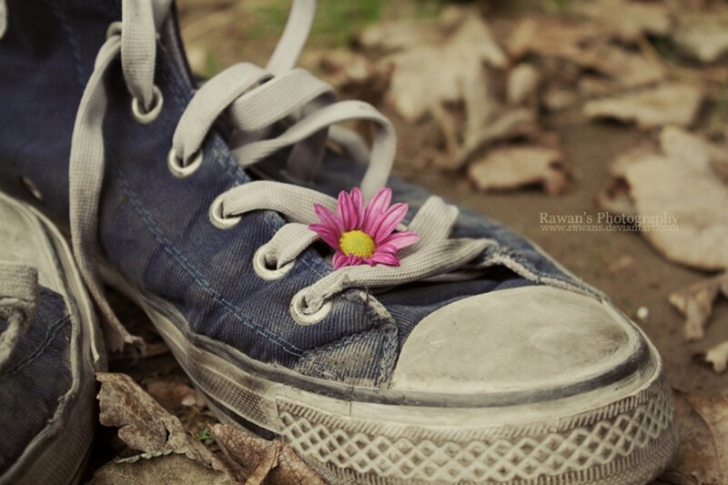 Blue Sneaker with Flower
