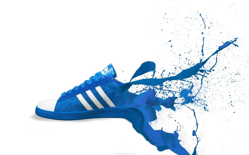 Blue Sneaker with Paint Splatter
