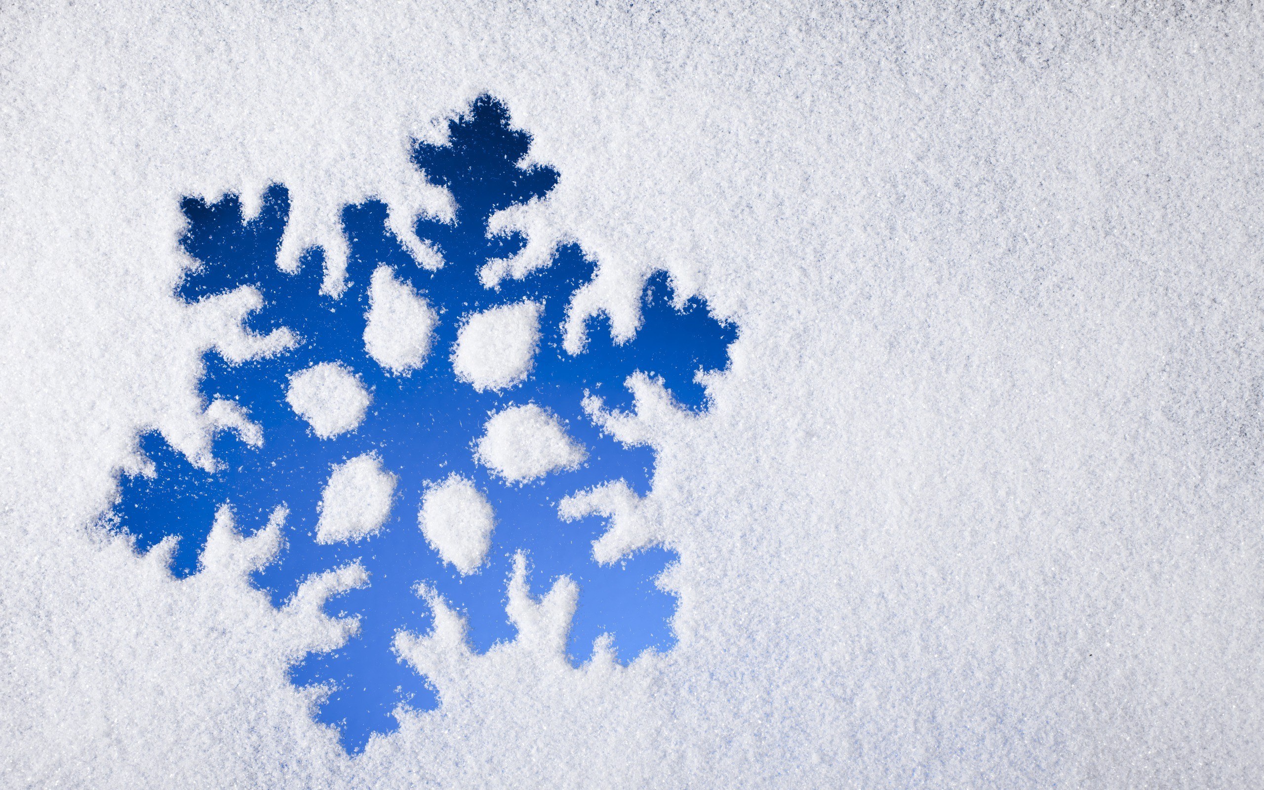 blue snowflake in the snow