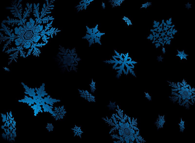 blue snowflakes on black