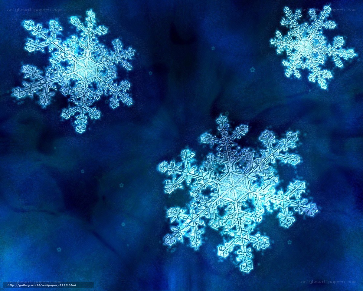 Blue snowflakes on dark background