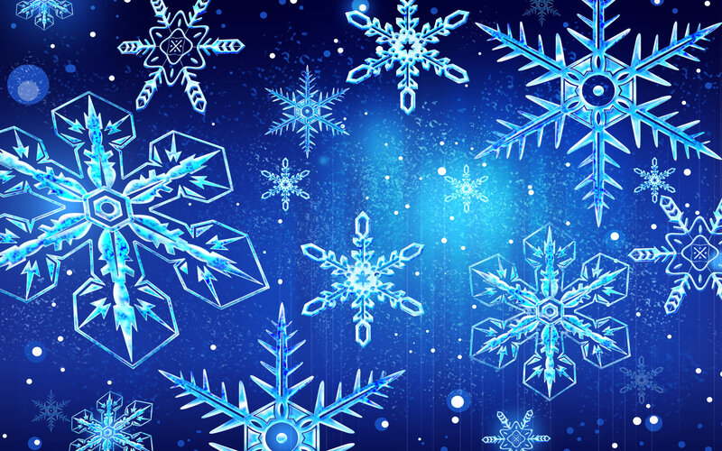 Blue Snowflakes on Dark Blue — Calm, Winter, Digital Art