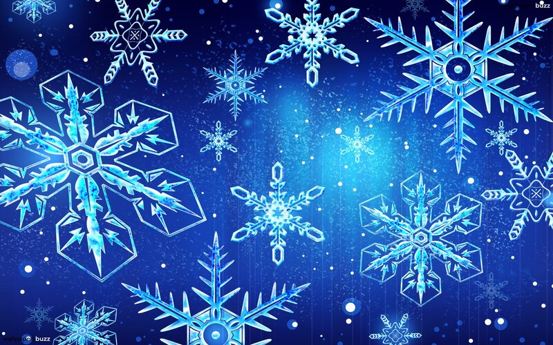 Blue Snowflakes on Dark Blue — Calm, Winter