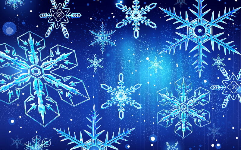 Blue Snowflakes on Dark Blue