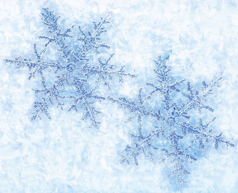 Blue Snowflakes on Ice