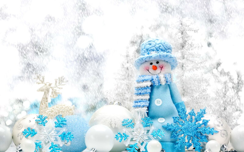 Blue Snowman Figurine