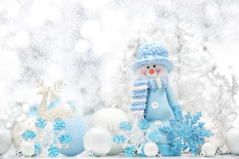 Blue Snowman with Ornaments