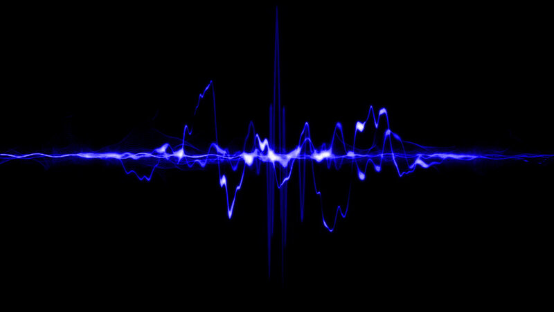 blue sound wave on black background