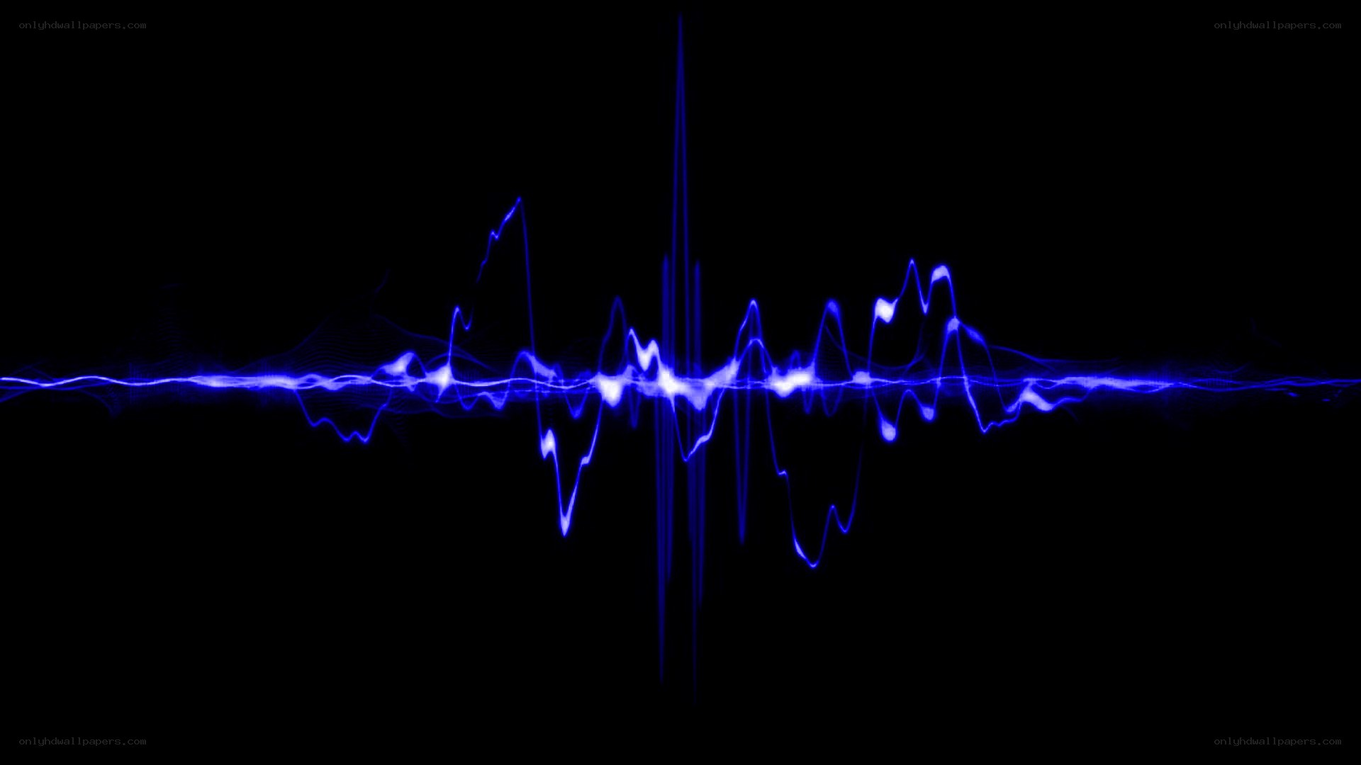 blue sound wave on black background