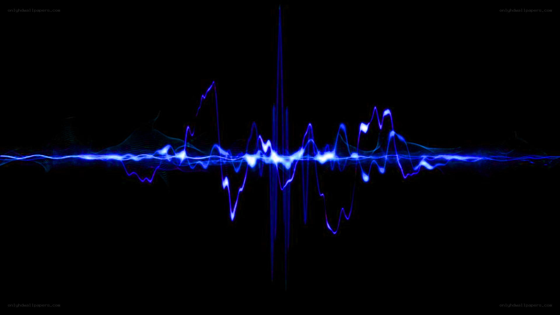 blue sound wave on black background