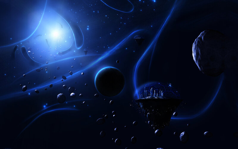 blue space nebula scene