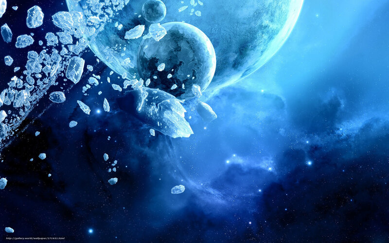 Blue space planet explosion