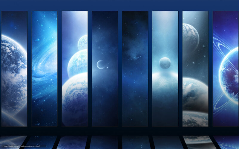 Blue space planet panels