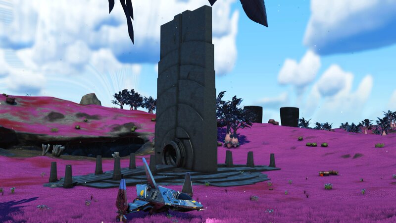 Blue Spaceship on Alien Planet