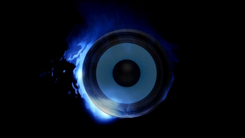 Blue Speaker with Flames