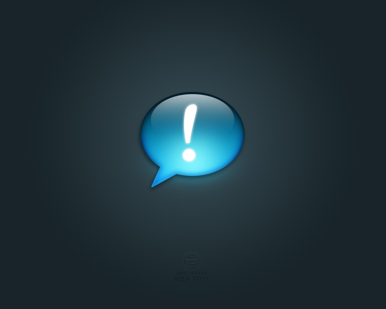 blue speech bubble with exclamation mark