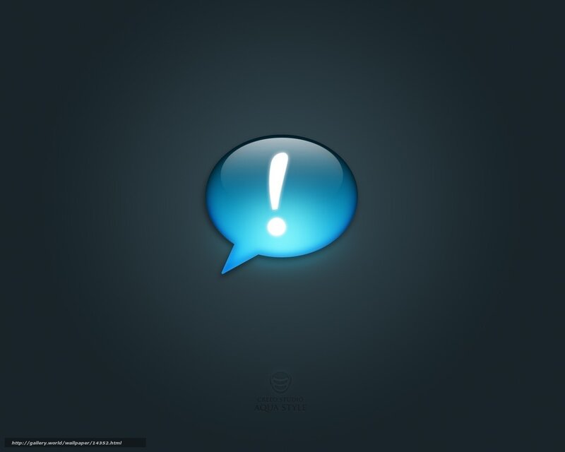 blue speech bubble with exclamation mark