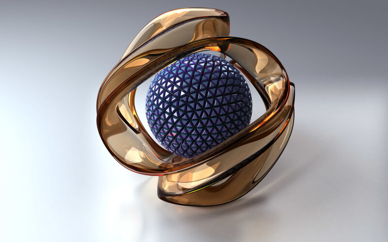 Blue Sphere in Golden Ring — Gold, Serene