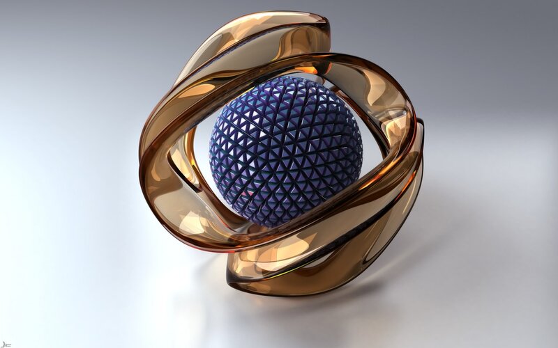 Blue Sphere in Golden Ring — Gold